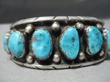 Tremendous Vintage Native American Zuni Kingman Turquoise Sterling Silver Bracelet Old-Nativo Arts