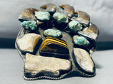 Biggest Powerful Vintage Native American Navajo Turquoise Bear Sterling Silver Bracelet-Nativo Arts