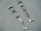 Dramatic Navajo Turquoise Sterling Silver Dangle Earrings Native American-Nativo Arts