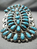 Giant Important Vintage Native American Navajo Teardrop Turquoise Sterling Silver Ring-Nativo Arts