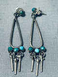 Early Museum Vintage Native American Zuni Turquoise Sterling Silver Earrings-Nativo Arts