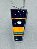 Midnight Sky Native American Navajo Turquoise Kachina Sterling Silver Necklace-Nativo Arts