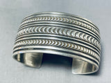 One Of The Most Detailed Hand Stamped Vintage Native American Navajo Sterling Silver Bracelet-Nativo Arts