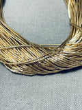 Gorgeous Gold Vintage Native American Navajo 100 Strand Sterling Silver Heishi Necklace-Nativo Arts