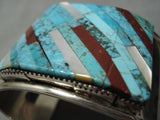 Museum Vintage Native American Navajo Francis Lincoln Turquoise Inlay Sterling Silver Bracelet-Nativo Arts