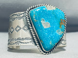 Dramatic 104 Gram Native American Navajo Blue Turquoise Sterling Silver Bracelet-Nativo Arts