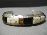 Thick Heavy!! Vintage Native American Navajo White Stone Sterling Silver Amber Bracelet-Nativo Arts