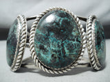 Signed Vintage Native American Navajo Variscite Sterling Silver Bracelet Old-Nativo Arts