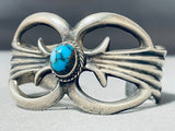 Bisbee Turquoise Rare Vintage Native American Navajo Sterling Silver Bracelet Old-Nativo Arts