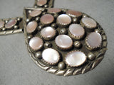 Exquisite Vintage Native American Navajo Pink Shell Sterling Silver Necklace Old-Nativo Arts