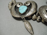 One Of Best Vintage Native American Navajo Turquoise Sterling Silver Necklace Old-Nativo Arts