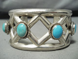 X Marks The Spot Vintage Native American Navajo Turquoise Sterling Silver Bracelet-Nativo Arts