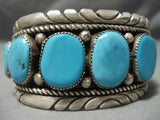 Important Vintage Native American Zuni Robert Bernice Leekya Turquoise Sterling Silver Bracelet-Nativo Arts