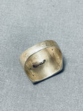One Of The Most Unique Vintage Native American Navajo Abalone Sterling Silver Inlay Channel Ring-Nativo Arts