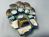 Biggest Powerful Vintage Native American Navajo Turquoise Bear Sterling Silver Bracelet-Nativo Arts
