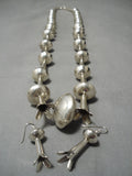 Ron Hurley Vintage Native American Navajo Sterling Silver Native Old Squash Blossom Necklace-Nativo Arts