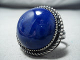 Fabulous Vintage Navajo Native American Lapis Sterling Silver Large Ring-Nativo Arts