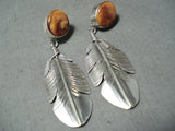 Unforgettable Navajo Spiny Oyster Sterling Silver Earrings Native American-Nativo Arts