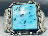 Squared Turquoise Vintage Native American Navajo Sterling Silver Leaf Bracelet-Nativo Arts
