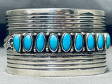 Fabulous Vintage Native American Navajo Sleeping Beauty Turquoise Sterling Silver Bracelet-Nativo Arts