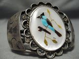 Native American Huge Vintage Navajo Turquoise Bluejay Sterling Silver Bracelet Cuff Old-Nativo Arts
