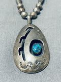 Fabulous Vintage Native American Navajo Turquoise Sterling Silver Shadowbox Necklace-Nativo Arts