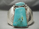 Exceptional Vintage Native American Navajo Turquoise Maiden Sterling Silver Sun Bracelet-Nativo Arts