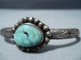 Marvelous Vintage Native American Navajo Carico Lake Turquoise Sterling Silver Bracelet Old-Nativo Arts