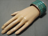 Native American Colossal Stone To Stone Inlay Green Turquoise Sterling Silver Bracelet-Nativo Arts