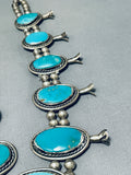 262 Gram Athntc Vintage Native American Navajo Turquoise Sterling Silver Squash Blossom Necklace-Nativo Arts