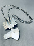 Most Detailed Kachina Eagle Turquoise Vintage Native American Navajo Sterling Silver Necklace-Nativo Arts