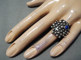 Amazing Navajo Lapis Sterling Silver Ring Native American Old-Nativo Arts