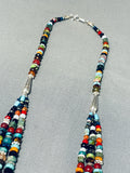 Gorgeous Native American Navajo Turquoise Coral Spiny Lapis Sterling Silver 3 Strand Necklace-Nativo Arts