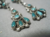 Exceptional Vintage Zuni Native American Turquoise Sterling Silver Earrings Old-Nativo Arts