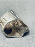 Hello! Vintage Signed Native American Hopi Damale Turquoise Sterling Silver Ring-Nativo Arts