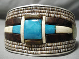 One Of The Biggest Best Vintage Native American Navajo Turquoise Heishi Sterling Silver Bracelet-Nativo Arts