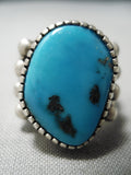 Thick And Heavy!! Vintage Native American Navajo Deep Blue Turquoise Sterling Silver Ring-Nativo Arts