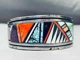 One Of The Most Unique Vintage Native American Navajo Inlay Turquoise Sterling Silver Bracelet-Nativo Arts