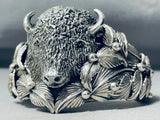 Heavy Buffalo Native American Sterling Silver Bracelet Cuff-Nativo Arts