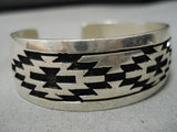 Important Vintage Native American Navajo Tommy Jackson Sterlingn Silver Rug Bracelet-Nativo Arts