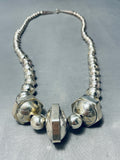 Native American One Of The Most Unique Bead Vintage Navajo Sterling Silver Necklace-Nativo Arts