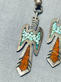 Authentic Thomas Singer Vintage Native American Navajo Turquoise Sterling Silver Earrings-Nativo Arts