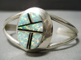 Amazing Vintage Native American Navajo Opal Inlay Sterling Silver Bracelet-Nativo Arts