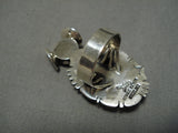 Vintage Native American Navajo Ring Green Turquoise Bennie Ration Sterling Silver Kachina-Nativo Arts