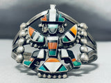 Early Authentic Vintage Native American Zuni Turquoise Knifewing Sterling Silver Bracelet-Nativo Arts