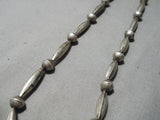 Hand Hammered Vintage Native American Navajo Authentic Sterling Silver Tubule Necklace Old-Nativo Arts