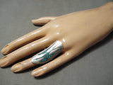 So Artistic Vintage Native American Navajo Long Bird Turquoise Sterling Silver Native Ring Old-Nativo Arts