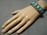 Astounding Vintage Native American Navajo Oval Turquoise Sterling Silver Native Bracelet-Nativo Arts