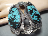 Monstrous Vintage Native American Navajo Spiderweb Turquoise Sterling Silver Bracelet-Nativo Arts