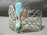Intricate Vintage Flying Bug Turquoise Sterling Silver Bracelet-Nativo Arts